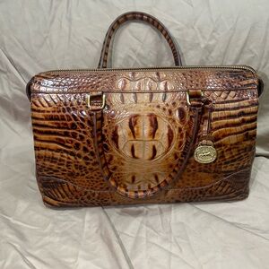 Brahmin Tan Crocodile Embossed Briefcase